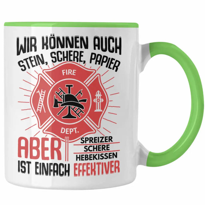 Trendation - Feuerwehr Tasse Geschenke Zubehör Lustig Einsatz Geburtstag Spruch Mann Fire Grün Trendation