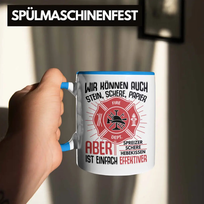 Trendation - Feuerwehr Tasse Geschenke Zubehör Lustig Einsatz Geburtstag Spruch Mann Fire Blau Trendation