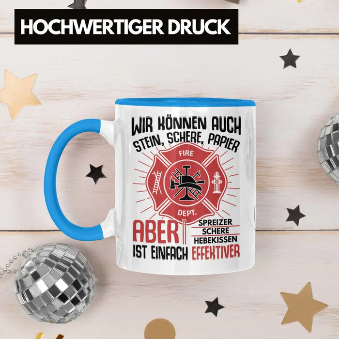 Trendation - Feuerwehr Tasse Geschenke Zubehör Lustig Einsatz Geburtstag Spruch Mann Fire Blau Trendation