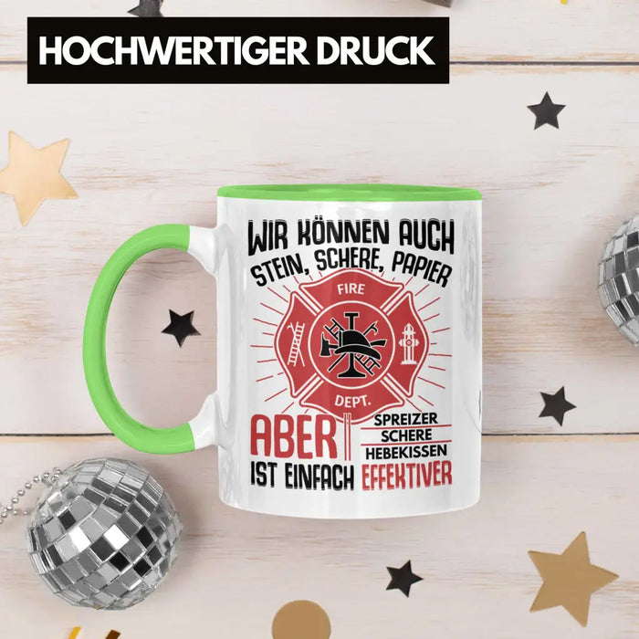 Trendation - Feuerwehr Tasse Geschenke Zubehör Lustig Einsatz Geburtstag Spruch Mann Fire Grün Trendation