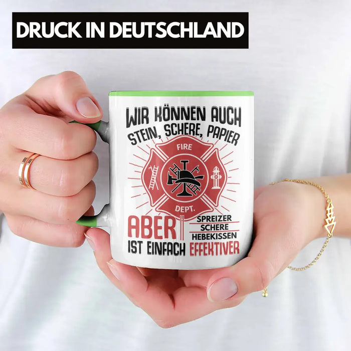 Trendation - Feuerwehr Tasse Geschenke Zubehör Lustig Einsatz Geburtstag Spruch Mann Fire Grün Trendation