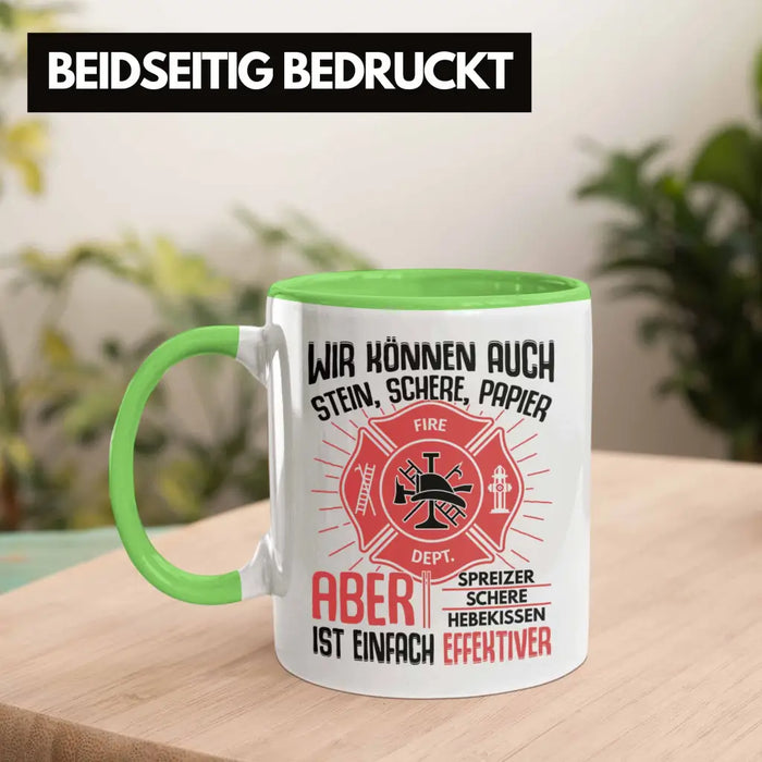 Trendation - Feuerwehr Tasse Geschenke Zubehör Lustig Einsatz Geburtstag Spruch Mann Fire Grün Trendation
