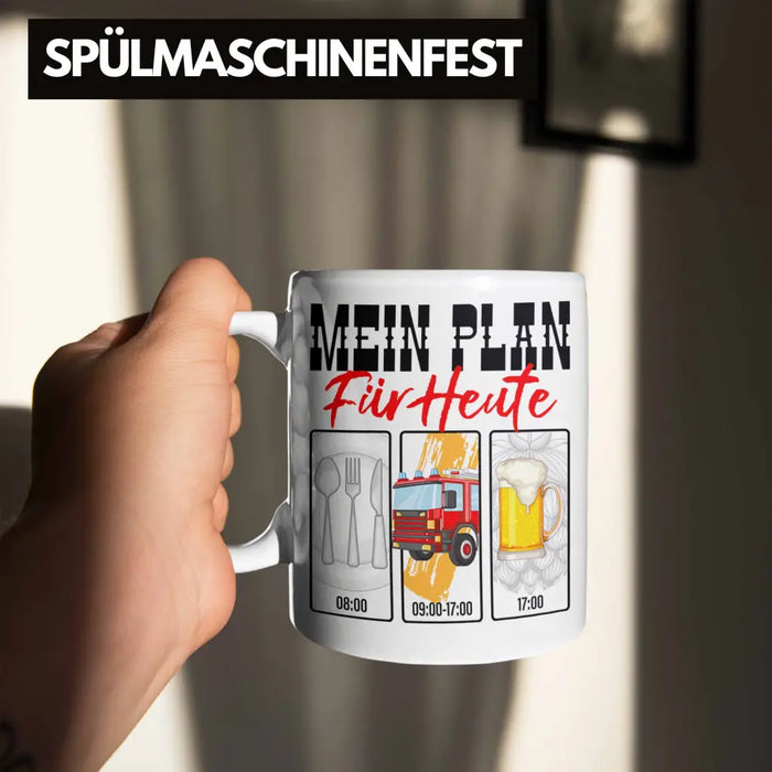 Trendation - Feuerwehr Tasse Lustiges Geschenk für Feuerwehrmann Grafik Becher Geburtstag Weihnachten Weiß Trendation