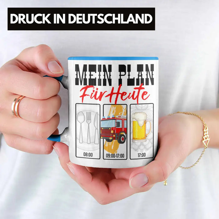 Trendation - Feuerwehr Tasse Lustiges Geschenk für Feuerwehrmann Grafik Becher Geburtstag Weihnachten Blau Trendation