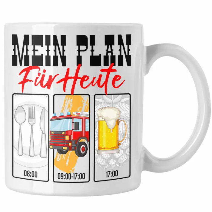 Trendation - Feuerwehr Tasse Lustiges Geschenk für Feuerwehrmann Grafik Becher Geburtstag Weihnachten Weiß Trendation