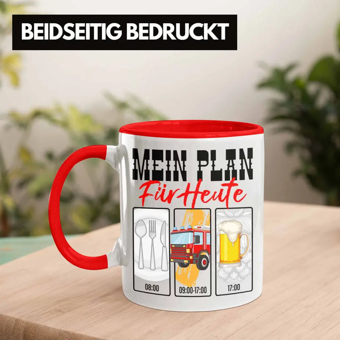 Trendation - Feuerwehr Tasse Lustiges Geschenk für Feuerwehrmann Grafik Becher Geburtstag Weihnachten Rot Trendation