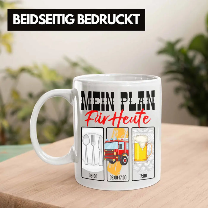 Trendation - Feuerwehr Tasse Lustiges Geschenk für Feuerwehrmann Grafik Becher Geburtstag Weihnachten Weiß Trendation