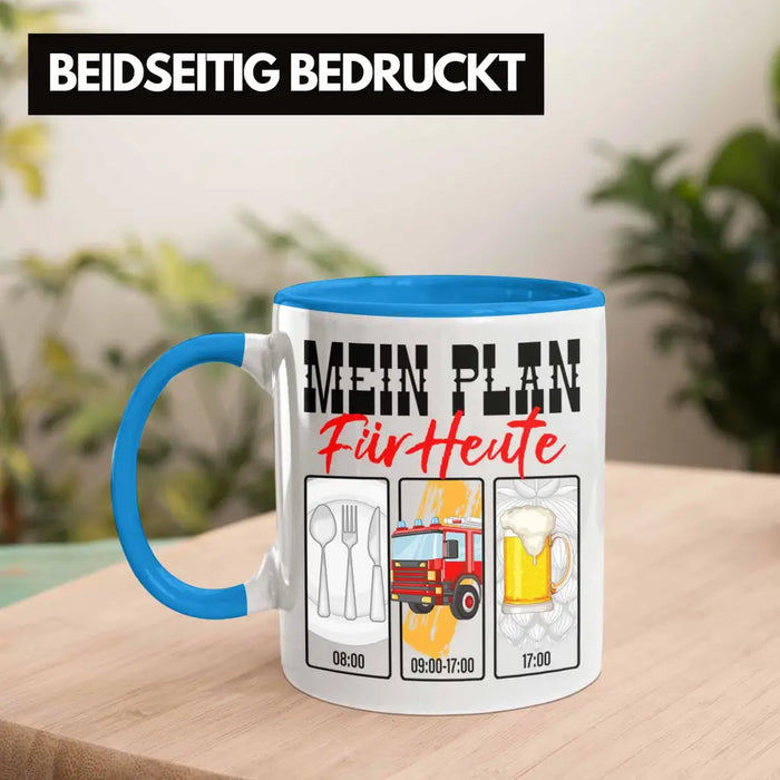 Trendation - Feuerwehr Tasse Lustiges Geschenk für Feuerwehrmann Grafik Becher Geburtstag Weihnachten Blau Trendation