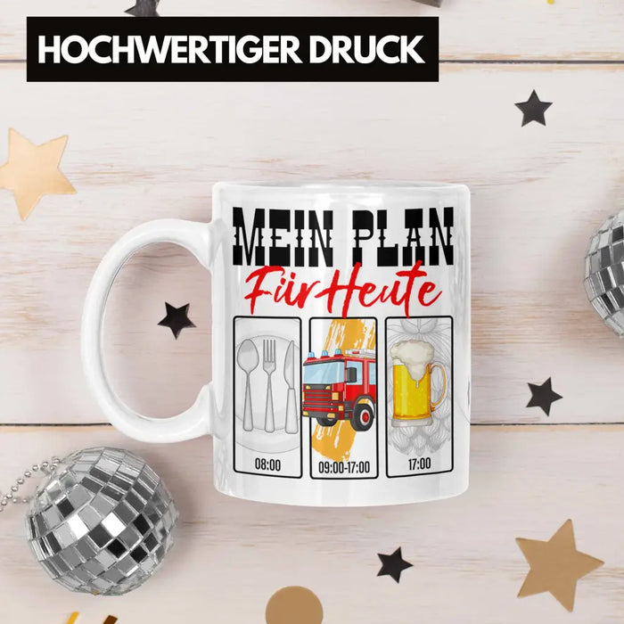 Trendation - Feuerwehr Tasse Lustiges Geschenk für Feuerwehrmann Grafik Becher Geburtstag Weihnachten Weiß Trendation