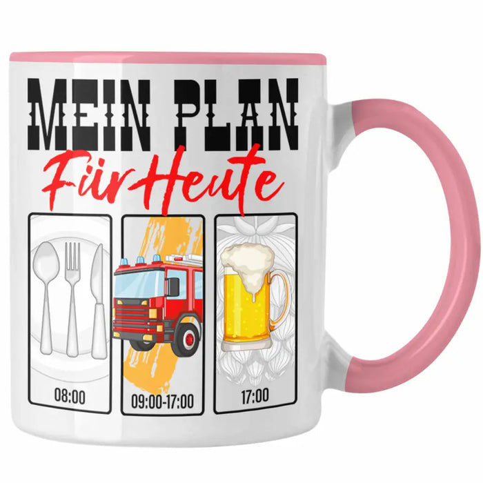 Trendation - Feuerwehr Tasse Lustiges Geschenk für Feuerwehrmann Grafik Becher Geburtstag Weihnachten Rosa Trendation