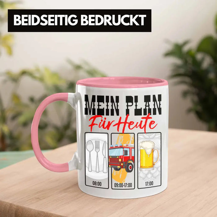 Trendation - Feuerwehr Tasse Lustiges Geschenk für Feuerwehrmann Grafik Becher Geburtstag Weihnachten Rosa Trendation