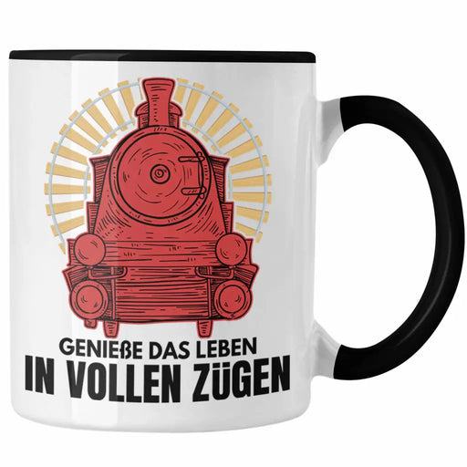 Trendation - Geniße Das Leben in Vollen Zügen Lokführer Tasse Geschenk Eisenbahner Spruch Lokomotive Geschenkidee Eisenbahn Trendation