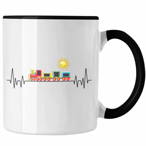 Trendation - Zug Züge Herzschlag Tasse Geschenk für Eisenbahner Zugführer Hobby Geschenkidee Trendation