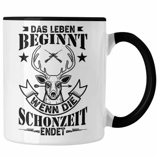 Trendation - Jäger Tasse Geschenk Lustiger Spruch Das Leben Beginnt Wenn Die Schonzeit Endet Jagen Trendation