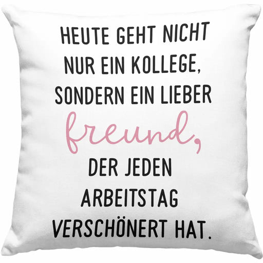 Trendation - Jobwechsel Geschenk Kollege Schöner Spruch Abschied Bester Kollege Abschiedsgeschenk Dekokissen mit Füllung 40x40 Rosa Trendation