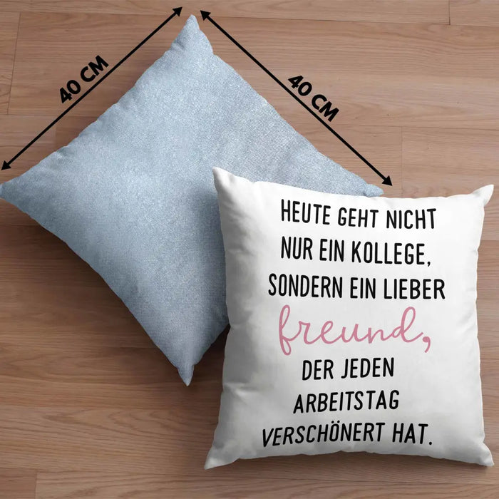 Trendation - Jobwechsel Geschenk Kollege Schöner Spruch Abschied Bester Kollege Abschiedsgeschenk Dekokissen mit Füllung 40x40 Rosa Trendation