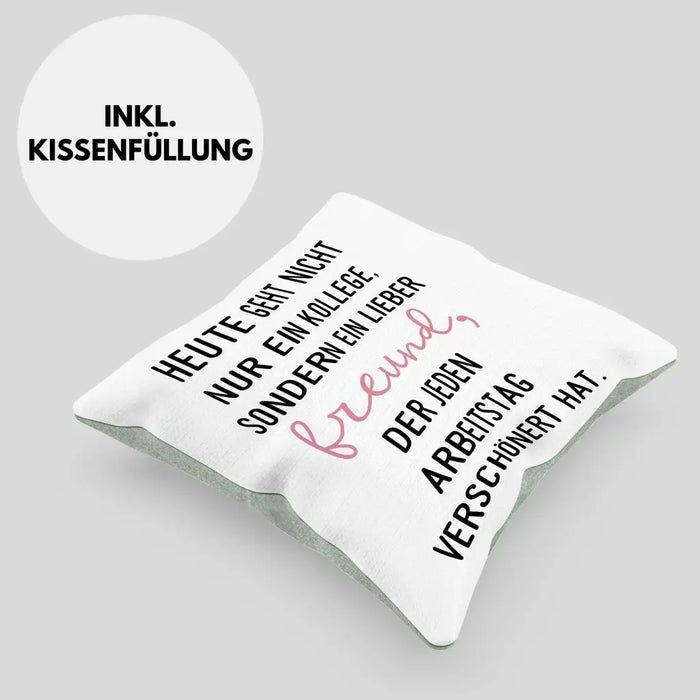 Trendation - Jobwechsel Geschenk Kollege Schöner Spruch Abschied Bester Kollege Abschiedsgeschenk Dekokissen mit Füllung 40x40 Rosa Trendation