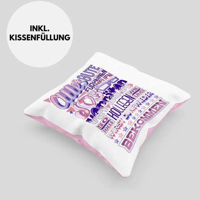Trendation - Jobwechsel Kissen Geschenk Kollege Kollegin Neuer Job Abschied Spruch Verräter Abschiedsgeschenk Dekokissen mit Füllung 40x40 Rosa Trendation