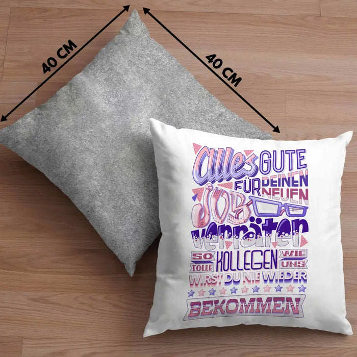 Trendation - Jobwechsel Kissen Geschenk Kollege Kollegin Neuer Job Abschied Spruch Verräter Abschiedsgeschenk Dekokissen mit Füllung 40x40 Rosa Trendation