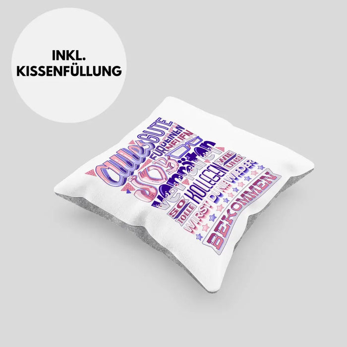 Trendation - Jobwechsel Kissen Geschenk Kollege Kollegin Neuer Job Abschied Spruch Verräter Abschiedsgeschenk Dekokissen mit Füllung 40x40 Rosa Trendation