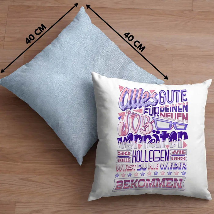 Trendation - Jobwechsel Kissen Geschenk Kollege Kollegin Neuer Job Abschied Spruch Verräter Abschiedsgeschenk Dekokissen mit Füllung 40x40 Rosa Trendation