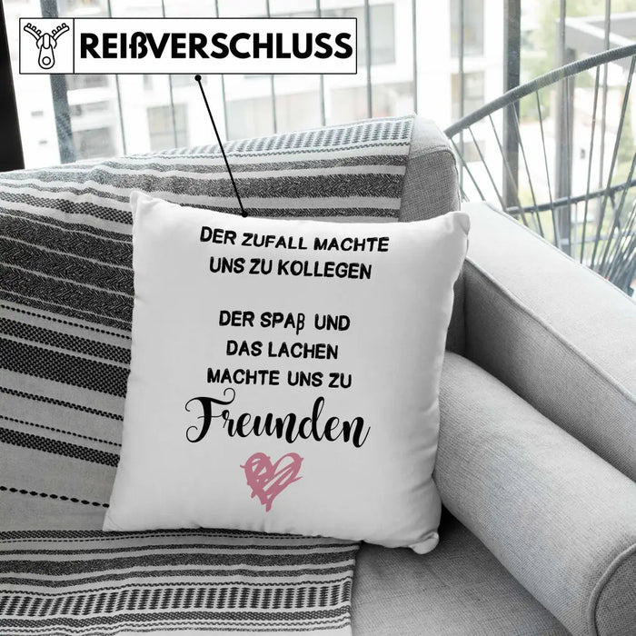 Trendation - Jobwechsel Kissen Geschenk Kollegin Abschiedsgeschenk Neuer Job Der Zufall Machte Uns Zu Kollegen Dekokissen mit Füllung 40x40 Rosa Trendation