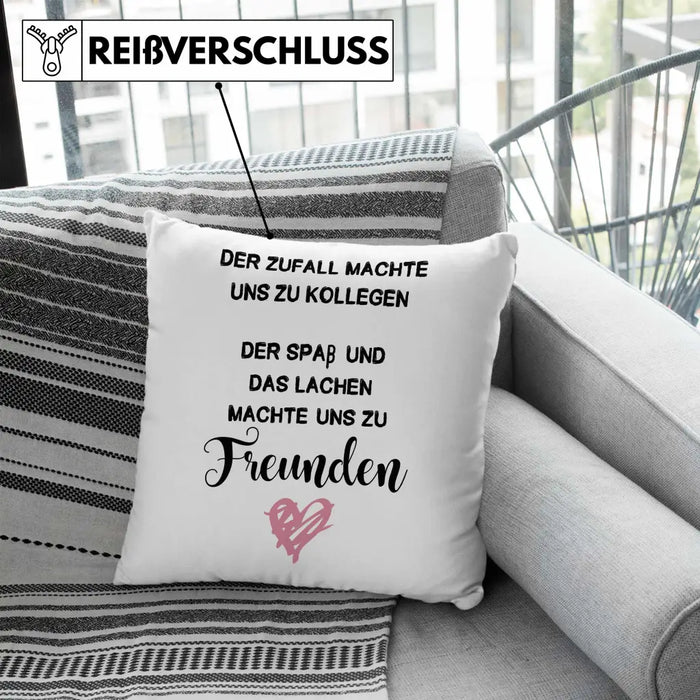 Trendation - Jobwechsel Kissen Geschenk Kollegin Abschiedsgeschenk Neuer Job Der Zufall Machte Uns Zu Kollegen Dekokissen mit Füllung 40x40 Rosa Trendation