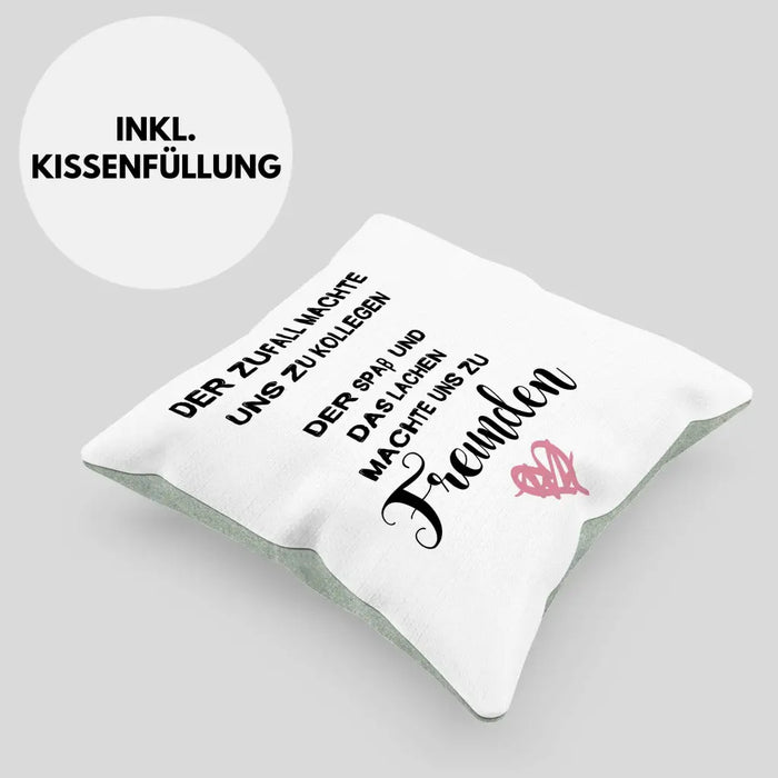 Trendation - Jobwechsel Kissen Geschenk Kollegin Abschiedsgeschenk Neuer Job Der Zufall Machte Uns Zu Kollegen Dekokissen mit Füllung 40x40 Rosa Trendation