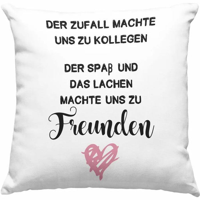 Trendation - Jobwechsel Kissen Geschenk Kollegin Abschiedsgeschenk Neuer Job Der Zufall Machte Uns Zu Kollegen Dekokissen mit Füllung 40x40 Rosa Trendation