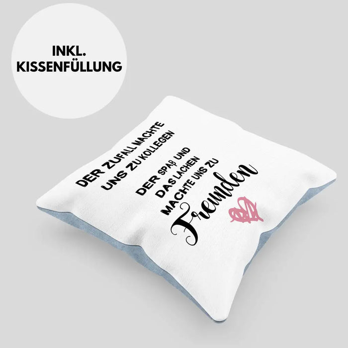 Trendation - Jobwechsel Kissen Geschenk Kollegin Abschiedsgeschenk Neuer Job Der Zufall Machte Uns Zu Kollegen Dekokissen mit Füllung 40x40 Rosa Trendation