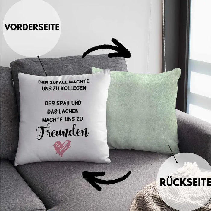 Trendation - Jobwechsel Kissen Geschenk Kollegin Abschiedsgeschenk Neuer Job Der Zufall Machte Uns Zu Kollegen Dekokissen mit Füllung 40x40 Rosa Trendation