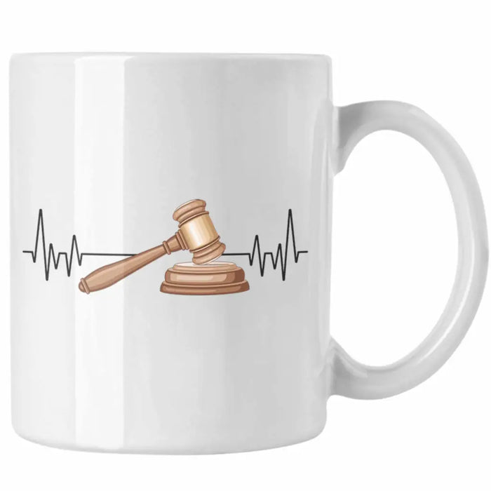Trendation - Jura Jurist Herzschlag Tasse Geschenk für Richter Juristen Hobby Geschenkidee Weiß Trendation