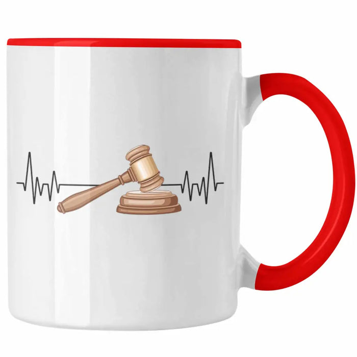 Trendation - Jura Jurist Herzschlag Tasse Geschenk für Richter Juristen Hobby Geschenkidee Rot Trendation