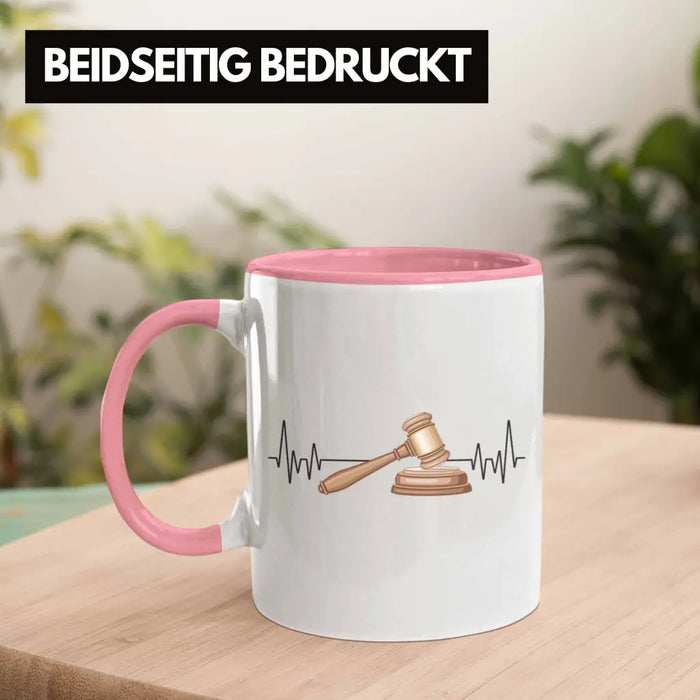 Trendation - Jura Jurist Herzschlag Tasse Geschenk für Richter Juristen Hobby Geschenkidee Rosa Trendation