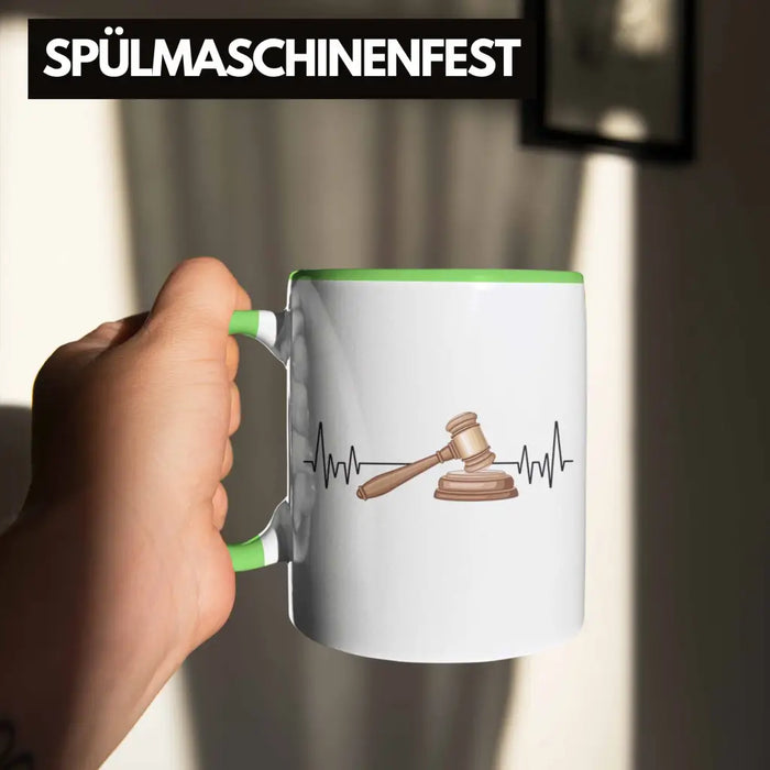 Trendation - Jura Jurist Herzschlag Tasse Geschenk für Richter Juristen Hobby Geschenkidee Grün Trendation