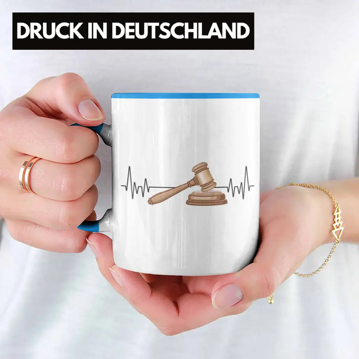 Trendation - Jura Jurist Herzschlag Tasse Geschenk für Richter Juristen Hobby Geschenkidee Blau Trendation