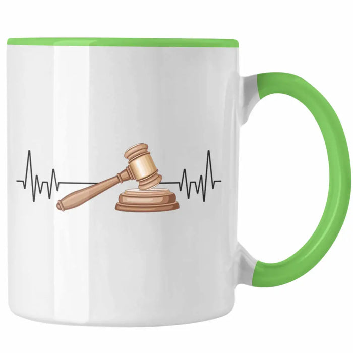 Trendation - Jura Jurist Herzschlag Tasse Geschenk für Richter Juristen Hobby Geschenkidee Grün Trendation