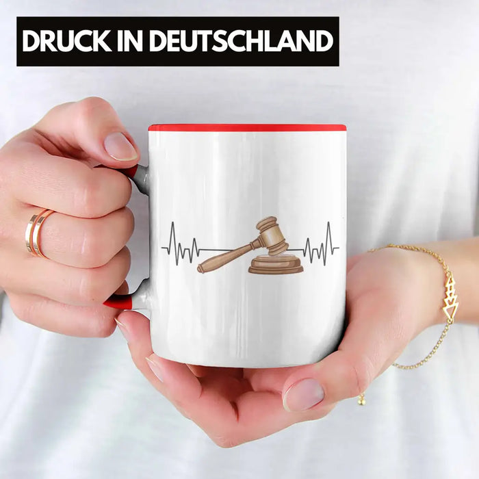 Trendation - Jura Jurist Herzschlag Tasse Geschenk für Richter Juristen Hobby Geschenkidee Rot Trendation