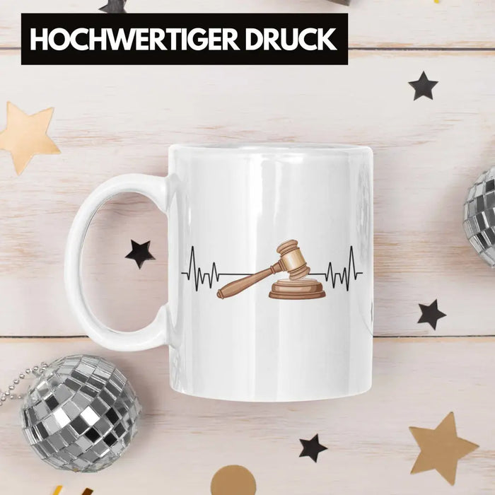 Trendation - Jura Jurist Herzschlag Tasse Geschenk für Richter Juristen Hobby Geschenkidee Weiß Trendation