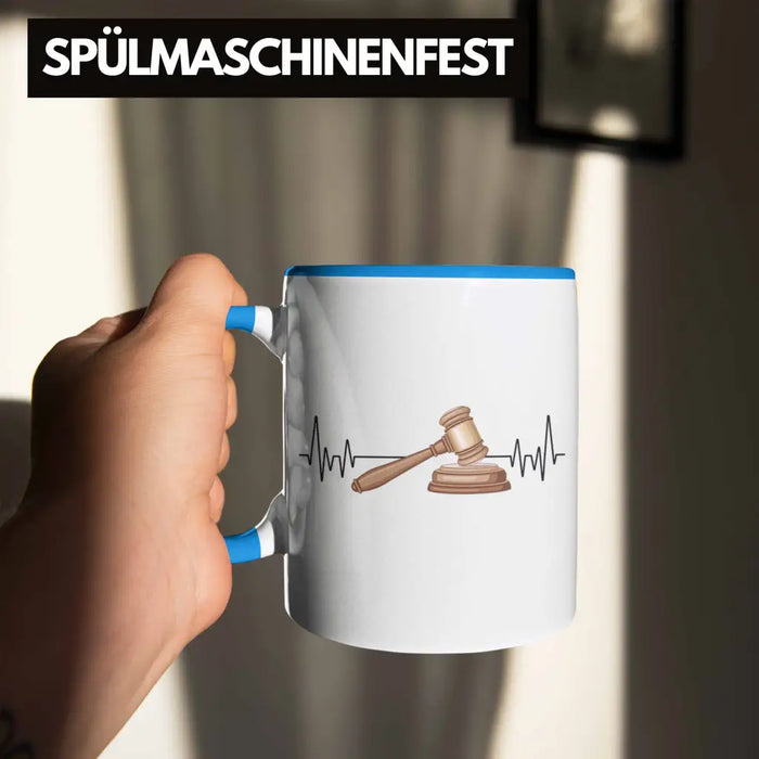 Trendation - Jura Jurist Herzschlag Tasse Geschenk für Richter Juristen Hobby Geschenkidee Blau Trendation