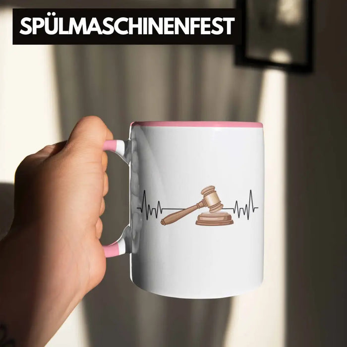 Trendation - Jura Jurist Herzschlag Tasse Geschenk für Richter Juristen Hobby Geschenkidee Rosa Trendation