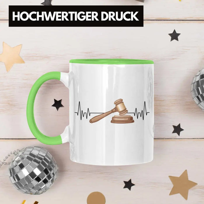 Trendation - Jura Jurist Herzschlag Tasse Geschenk für Richter Juristen Hobby Geschenkidee Grün Trendation