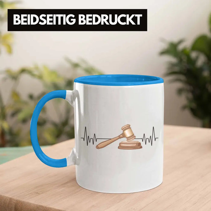Trendation - Jura Jurist Herzschlag Tasse Geschenk für Richter Juristen Hobby Geschenkidee Blau Trendation