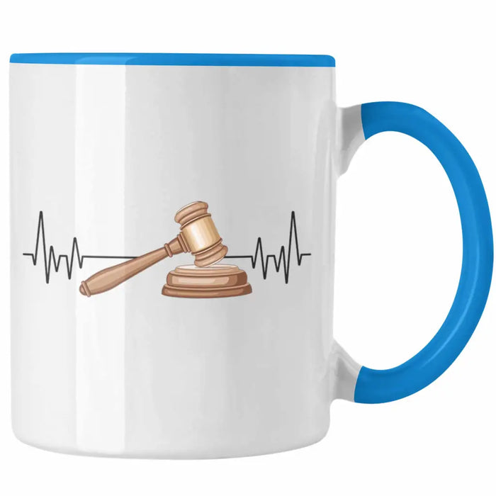 Trendation - Jura Jurist Herzschlag Tasse Geschenk für Richter Juristen Hobby Geschenkidee Blau Trendation