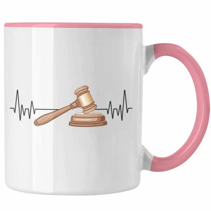 Trendation - Jura Jurist Herzschlag Tasse Geschenk für Richter Juristen Hobby Geschenkidee Rosa Trendation