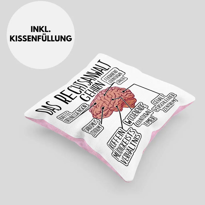 Trendation - Jura Kissen Geschenk Spruch Jurist Geschenkidee Anwalt Jura-Studium Lustige Sprüche Dekokissen mit Füllung 40x40 Rosa Trendation