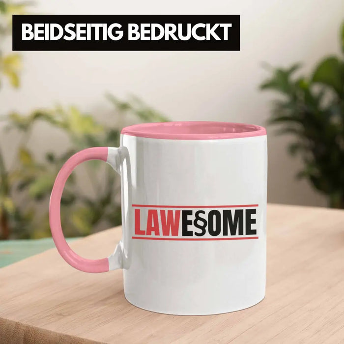 Trendation - Jura Tasse Geschenk Spruch Jurist Geschenkidee Anwalt Jura-Studium Lustige Sprüche Staatsexamen Lawesome Rosa Trendation
