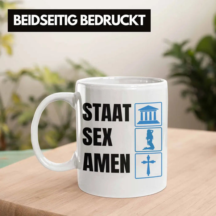 Trendation - Jura Tasse Geschenk Spruch Jurist Geschenkidee Anwalt Jura-Studium Lustige Sprüche Staatsexamen Staat S Amen Weiß Trendation