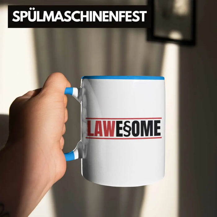 Trendation - Jura Tasse Geschenk Spruch Jurist Geschenkidee Anwalt Jura-Studium Lustige Sprüche Staatsexamen Lawesome Blau Trendation