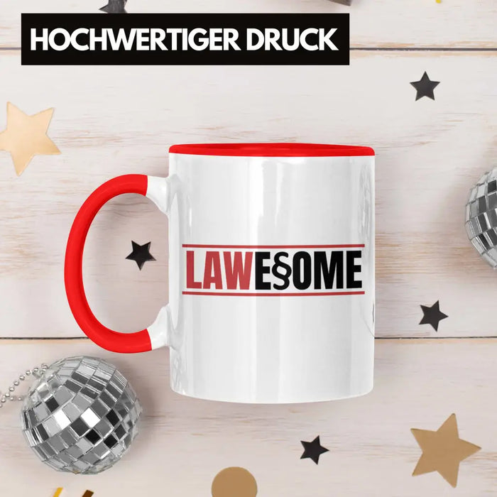 Trendation - Jura Tasse Geschenk Spruch Jurist Geschenkidee Anwalt Jura-Studium Lustige Sprüche Staatsexamen Lawesome Rot Trendation